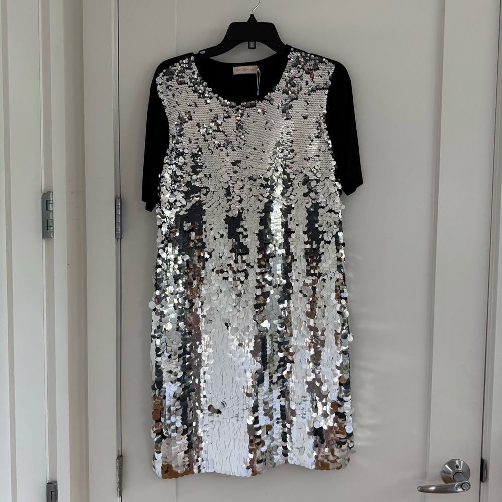 Tory Burch Sequin Embroidered Sweater Dress